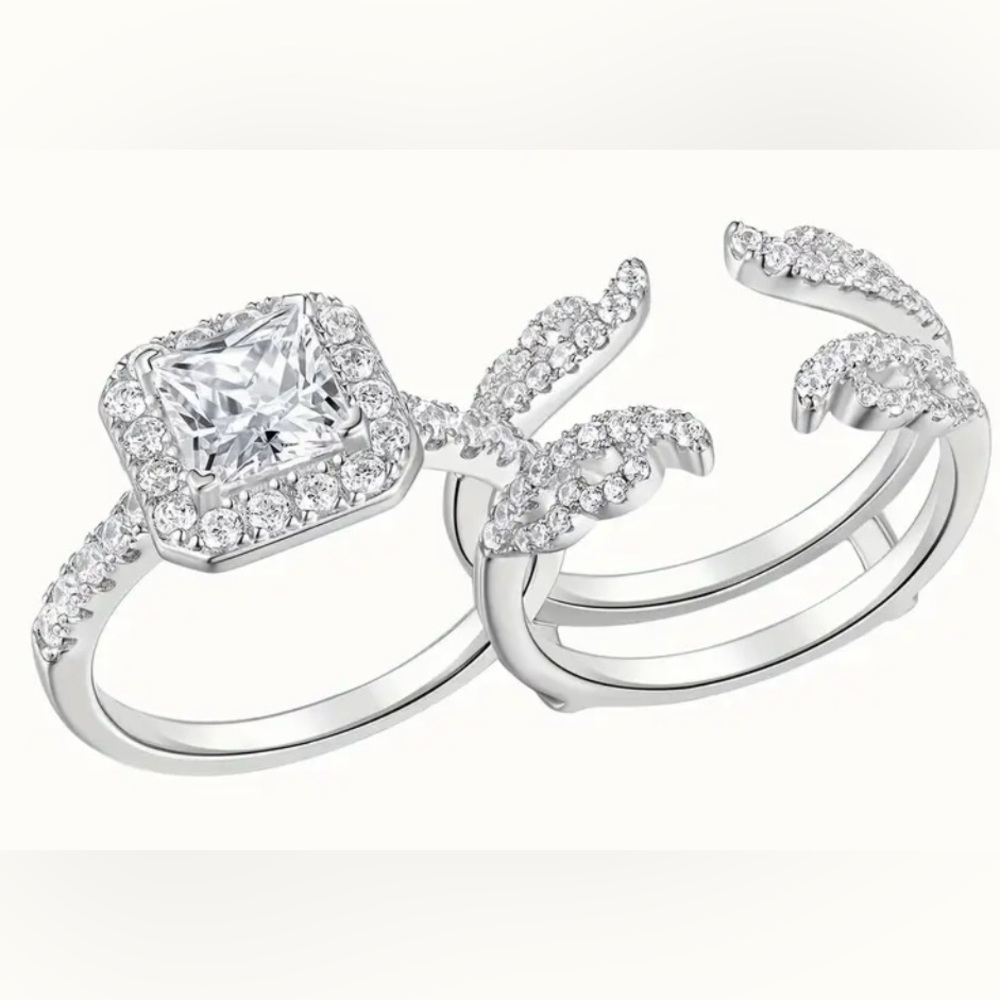 🌙 C586 - 2 piece ring set with cradle fashion ring
